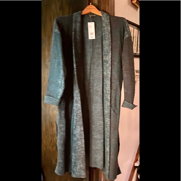 NWT Eileen Fisher Pine Oxidized Wool Jacquard Kimono Coat S/M or PM - Picture 10 of 13